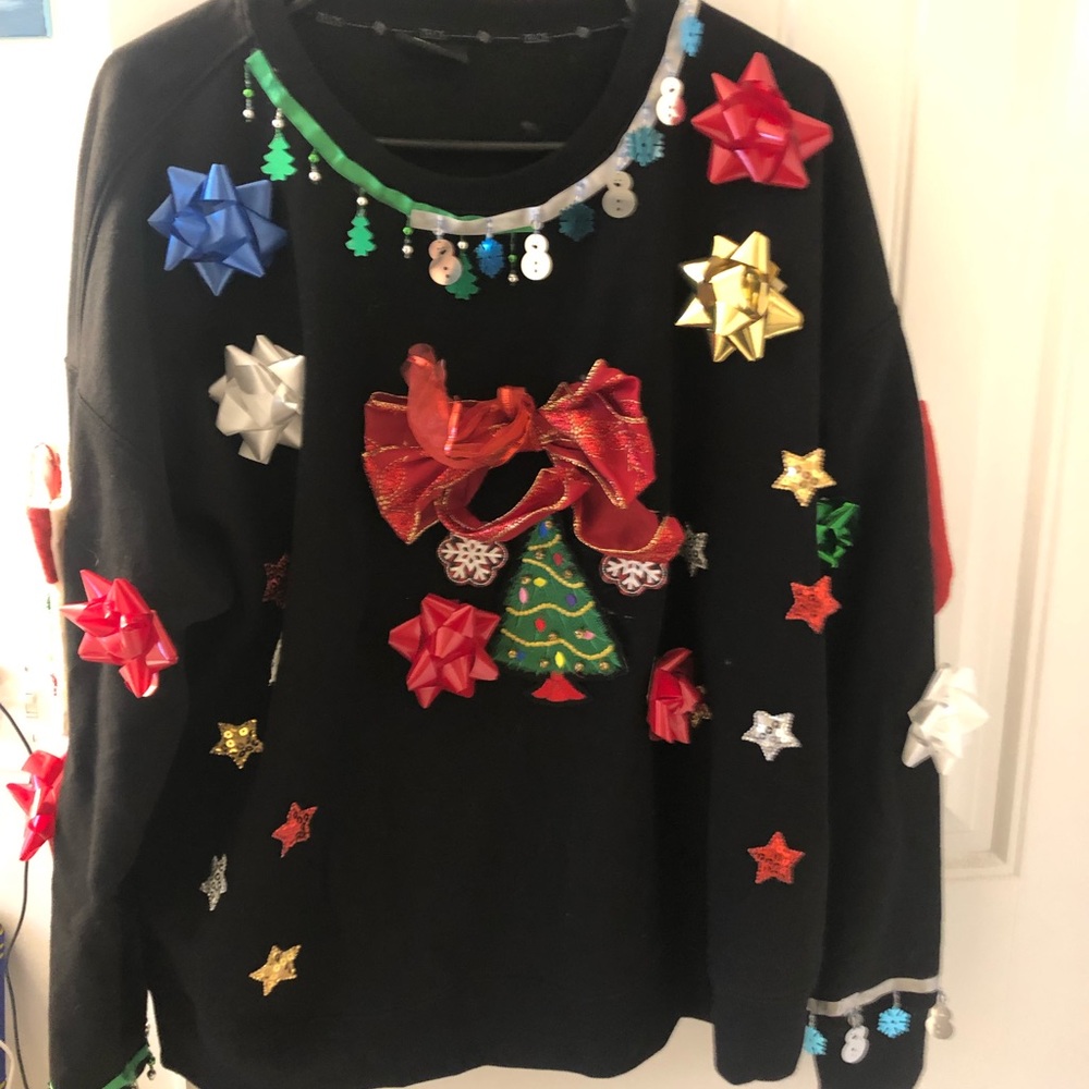 Ugliest Christmas Sweater - Hand crafted. Worn once and won the contest
